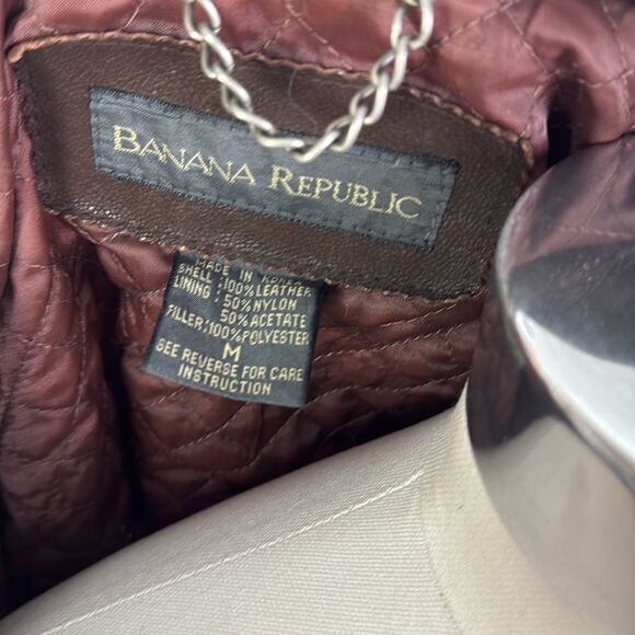 Banana Republic Vintage Mens Leather Bomber Jacket - Picture 4 of 4